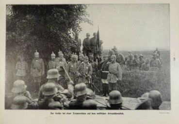 1917 - alter Druck - Der Kaiser bei einer Truppenschau auf dem westlichen Kriegsschauplatz